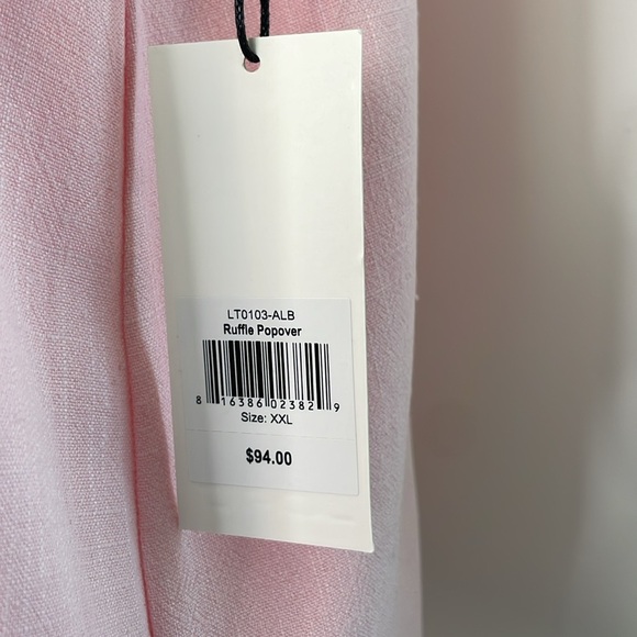 JoFit Pink Ruffle Popover Linen Blend Sleeveless Top. Size XXL. NWT. - Picture 6 of 12